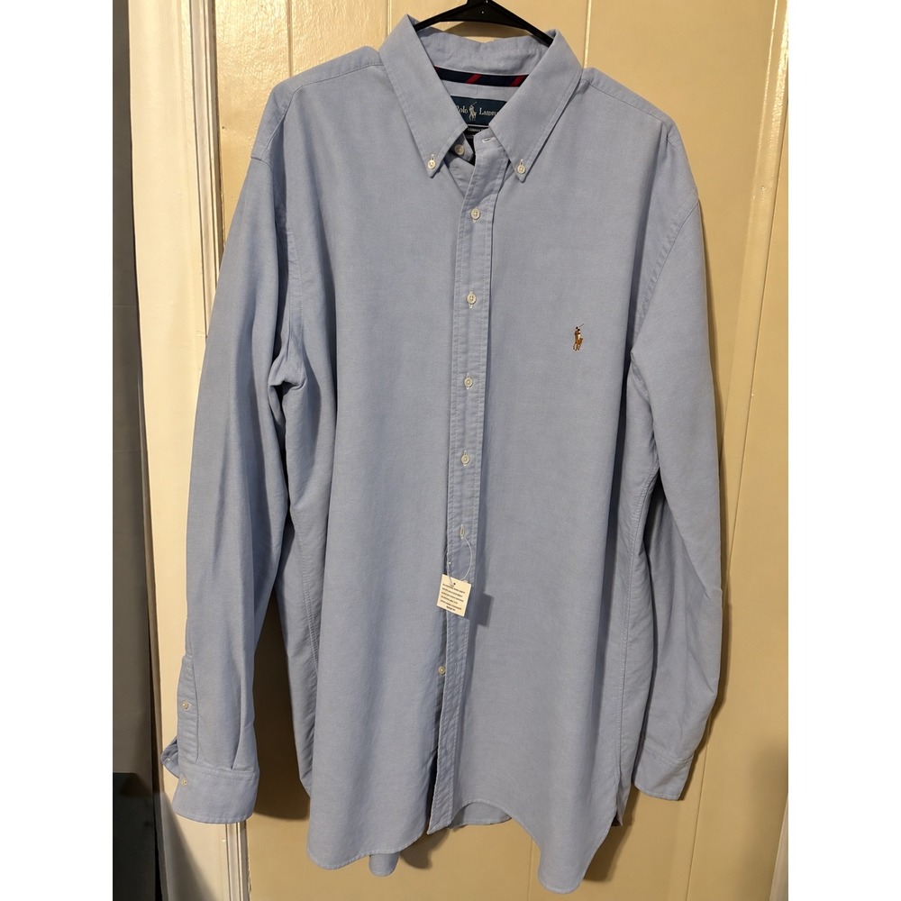 Polo Ralph Lauren Mens LT Tall Light Blue Oxford Button Down Classic Fit Shirt